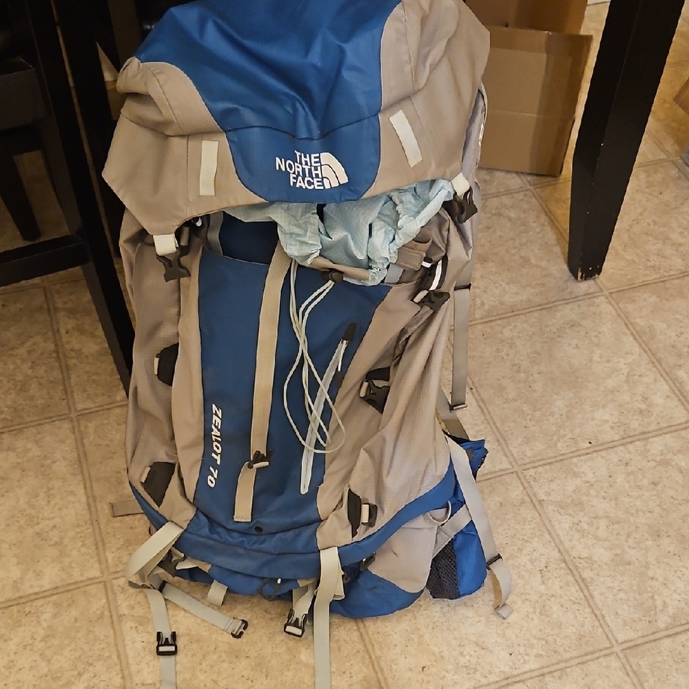 The North Face Blue and Gray Hiking Backpack